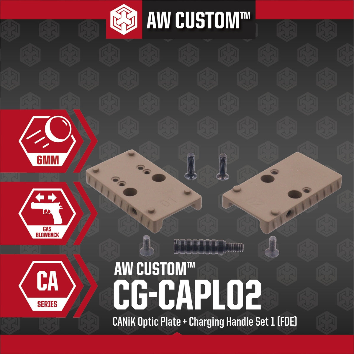 Cybergun CANik TP9 Optic Plate + Charging Handle Set (TAN)