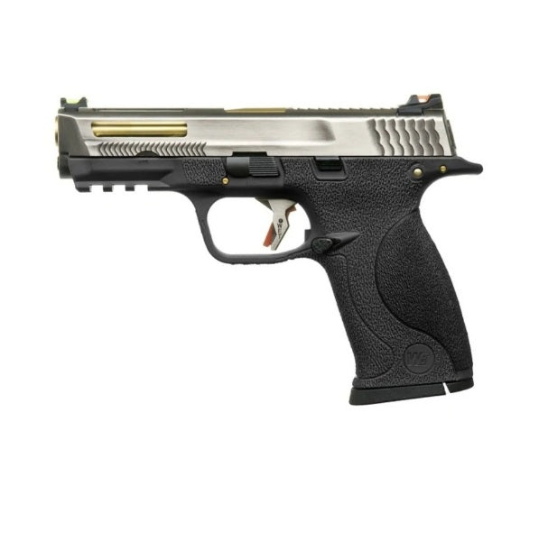 WE BIG BIRD / M&P9 T5B GBB Airsoft (Silver Slide / Gold Barrel / Black Frame)