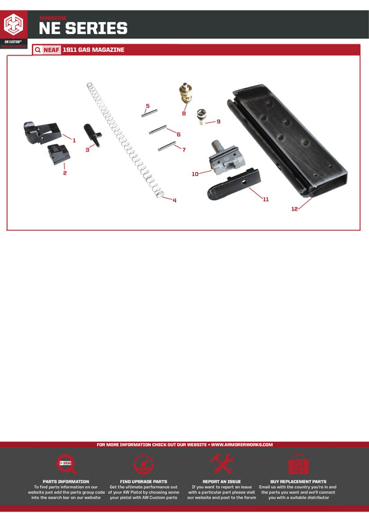 AW Custom NE20 Magazine Series Replacement Parts