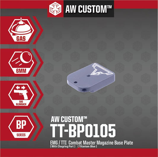 EMG / TTI COMBAT MASTER MAGAZINE BASE PLATE (WITH CHARGING PORT-TITANIUM BLUE)