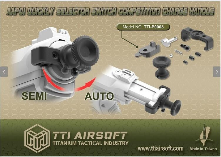 TTI Airsoft Selector Switch Competition Charge Handle for AAP-01